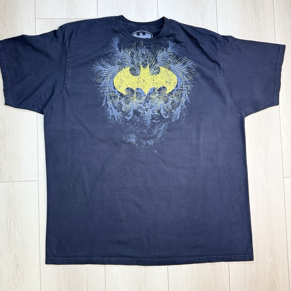 Batman Mens 4XLT Black Graphic T Shirt DC Comics Big Tall Distressed Logo Tee